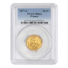 1877-A France Gold 20 FR Angel PCGS MS64 Obverse