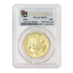 2018 $50 Buffalo PCGS MS70 FS Bison Obverse