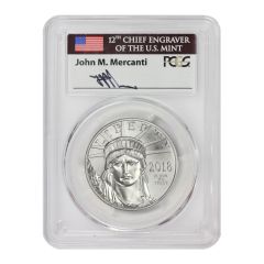 2018 $100 Platinum Eagle PCGS MS70 FDOI Mercanti Label