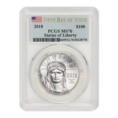 2018 $100 Platinum Eagle PCGS MS70 FDOI Obverse

