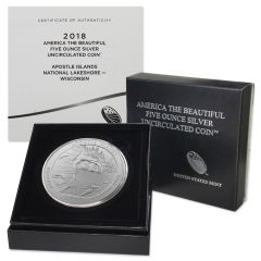 2018-P 5oz Silver America the Beautiful - Apostle Islands BU w/ Box & CoA