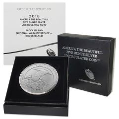 2018-P 5oz Silver America the Beautiful - Block Island BU w/ Box & CoA