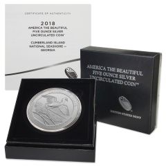 2018-P 5oz Silver America the Beautiful - Cumberland Island BU w/ Box & CoA