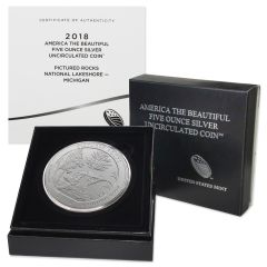 2018-P 5oz Silver America the Beautiful - Pictured Rocks BU w/ Box & CoA