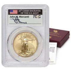 2018-W $50 Gold Eagle PCGS SP70 Mercanti Label w/ OGP