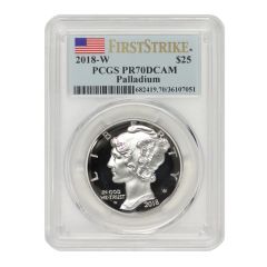 2018-W $25 Palladium Eagle PCGS MS70 FS Obverse