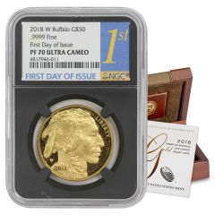 2018-W $50 Gold Buffalo NGC PF70UCAM FDOI Black Core w/ OGP