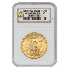 1908 $20 Gold Saint Gaudens NGC MS68 NM WF PQ Obverse