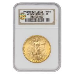 1908 $20 Gold Saint Gaudens NGC MS68 NM WF PQ Obverse
