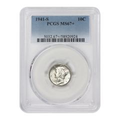 1941-S 10c Silver Mercury Dime PCGS MS67+
