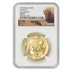 2019 $50 Gold Buffalo NGC MS70 ER Bison Obverse