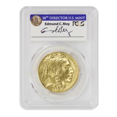 2019 $50 Gold Buffalo PCGS MS70 FDOI Moy Label Obverse