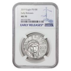 US $100 Platinum Eagle 2019 NGC MS70 Early Releases Reverse