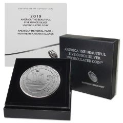 2019-P 5oz Silver America the Beautiful - American Memorial Park BU w/ Box & CoA