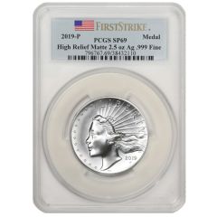 US High Relief 2.5oz Silver Medal 2019-P PCGS SP69 First Strike Obverse