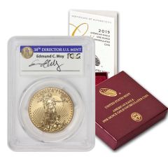 2019-W $50 Gold Eagle PCGS SP70 FDOI Washington DC Moy Label w/ OGP