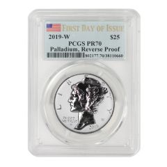 2019-W $25 Palladium Eagle PCGS PR70 FDOI Obverse
