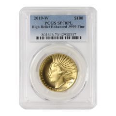2019-W $100 Gold High Relief PCGS SP70PL Obverse