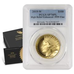 2019-W $100 Gold High Relief PCGS SP70PL Obverse