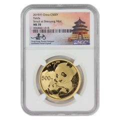 China 2019-(Y) Gold Panda 500 Yn NGC MS70 Fang Label Obverse

