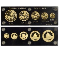 China Set of 5 2007 Gold Panda 500, 200, 100, 50 & 20 Yn
