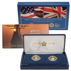 Set of 2 2020 US & UK $10 £25 Gold Mayflower 400th Anniv. Proof w/ OGP