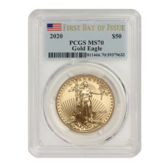 2020 $50 Gold Eagle PCGS MS70 FDOI Obverse
