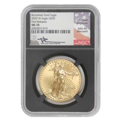 2020-W $50 Gold Eagle NGC MS70 FR Mercanti Label Black Core