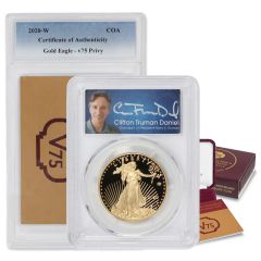 US G$50 Eagle 2020-W PCGS PR70DCAM First Day of Issue v75 Privy Truman Label Obverse