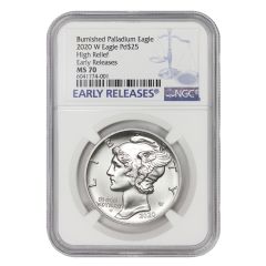 2020 $25 Palladium Eagle NGC MS70 ER Obverse
