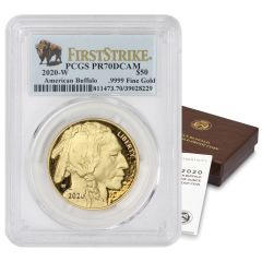 2020-W $50 Gold Buffalo PCGS PR70DCAM FS Bison Label w/ OGP