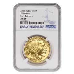 2021 $50 Gold Buffalo NGC MS70 ER Blue Label Obverse

