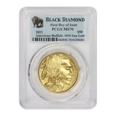 2021 $50 Gold Buffalo PCGS MS70 FDOI Black Diamond Label