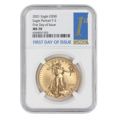 2021 $50 Gold Eagle T2 NGC MS70 FDOI Obverse
