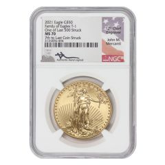 2021 $50 Gold Eagle T1 NGC MS70 7th to Last Coin Struck Mercanti Label