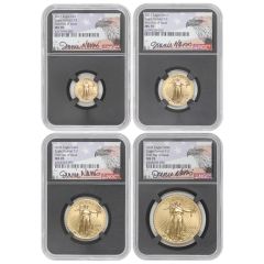 Set of 4 2021 Gold Eagle T2 NGC MS70 FDOI Norris Label Black Core Obverse