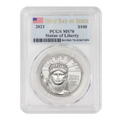 2021 $100 Platinum Eagle PCGS MS70 FDOI Obverse
