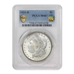 1921-D $1 Silver Morgan PCGS MS67 PQ Obverse