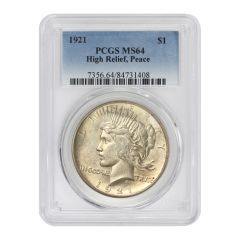 1921 $1 Silver Peace PCGS MS64 High Relief