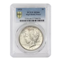 1921 $1 Silver Peace PCGS MS66 High Relief Obverse