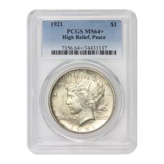 1921 $1 Silver Peace PCGS MS64+ High Relief