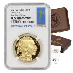 2021-W $50 Gold Buffalo NGC PF70UCAM FDOI w/ OGP 
