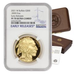 2021-W $50 Gold Buffalo NGC PF70UCAM ER Blue Label OGP
