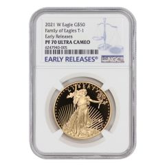 2021-W $50 Gold Eagle NGC PF70UCAM ER Blue Label OGP Obverse