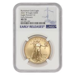 2021-W $50 Gold Eagle T2 NGC MS70 ER w/ OGP Obverse