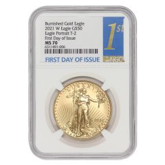 2021-W $50 Gold Eagle T2 NGC MS70 FDOI w/OGP Obverse