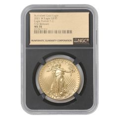 US G$50 Eagle 2021-W T2 NGC MS70 First Releases Gold Foil Label Obverse