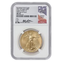 2021-W $50 Gold Eagle T2 NGC MS70 FDOI Ryder Label