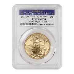 2021-(W) $50 Gold Eagle T1 PCGS MS70 FDOI WP Obverse

