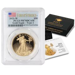 2021-W $50 Gold Eagle T2 PCGS PR70DCAM FS Flag OGP